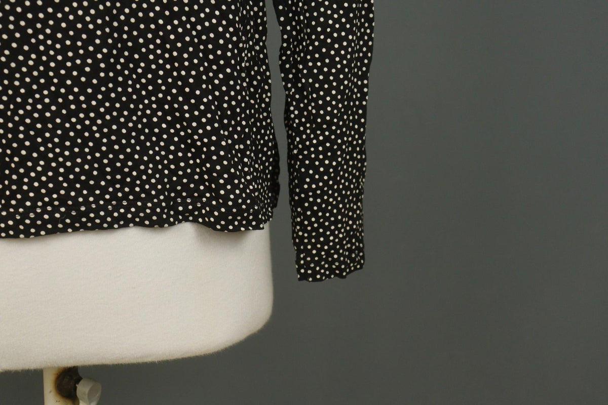 GUDRUN SJODEN Black White Polka Dot Lyocell Round Neck Pullover Sweater – Size L