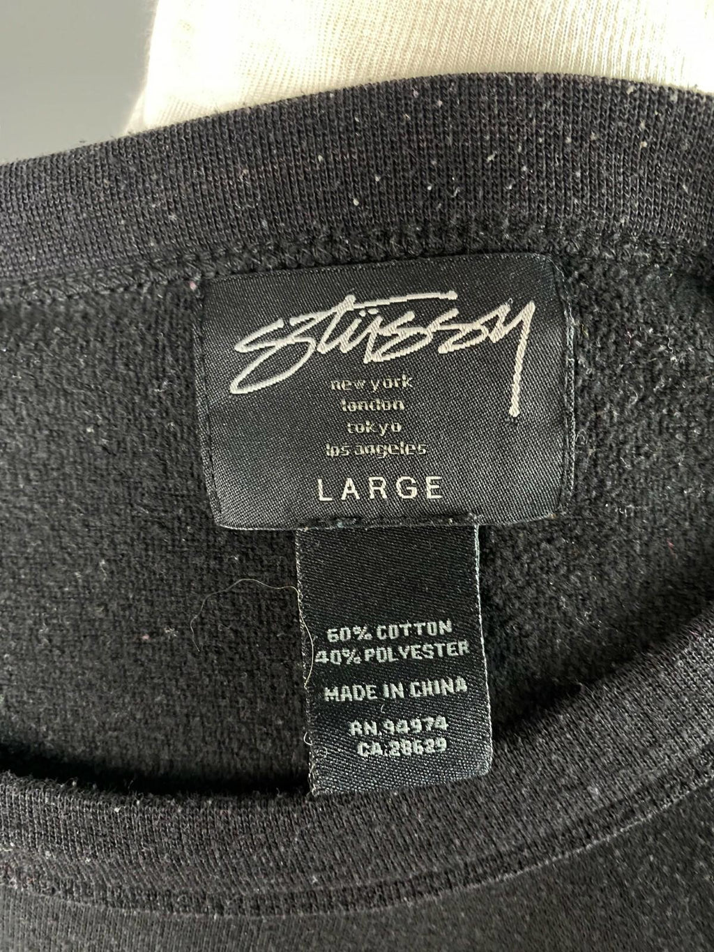 STUSSY One World Black Cotton Big Logo Sweater – Size L
