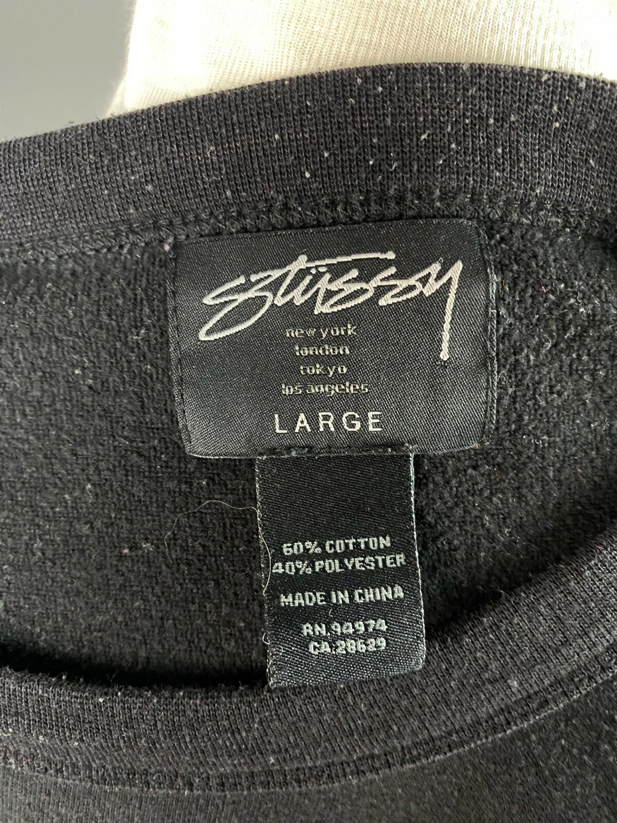 STUSSY One World Black Cotton Big Logo Sweater – Size L
