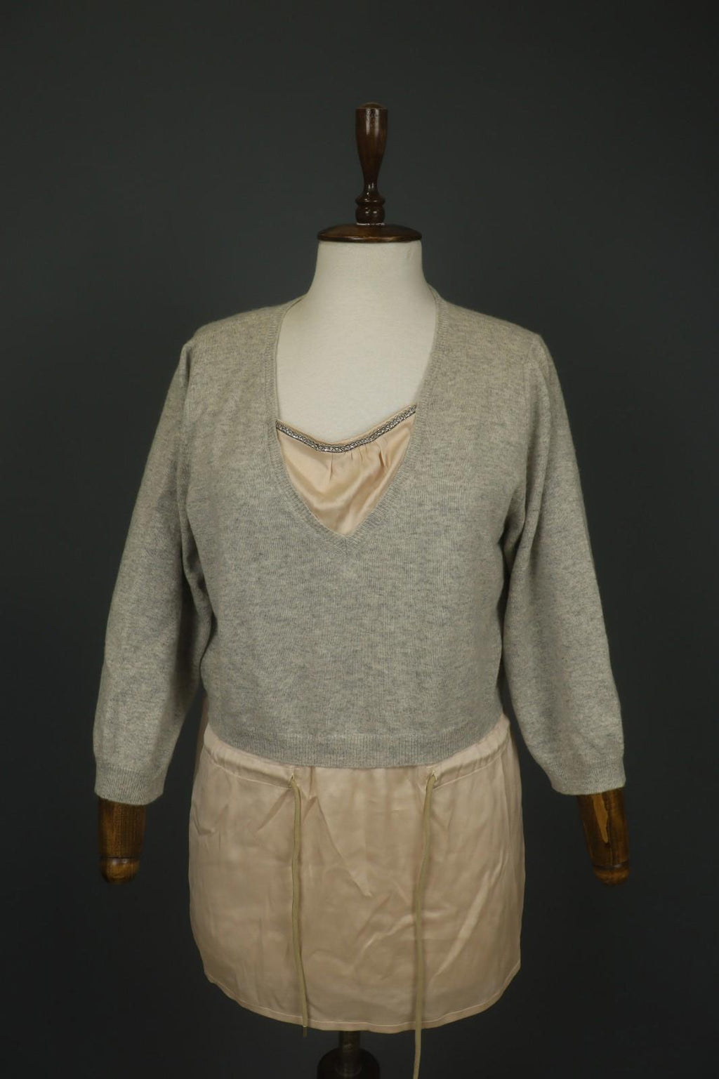 FABIANA FILIPPI Multicolor Knitted Lined V-Neck Pullover Sweater Dress – Size 50