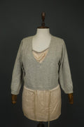 FABIANA FILIPPI Multicolor Knitted Lined V-Neck Pullover Sweater Dress – Size 50