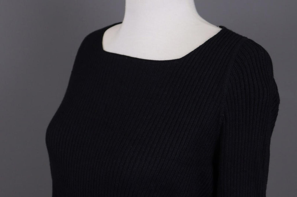 ANNETTE GORTZ Black Ribbed Cashmere Knit Cardigan Sweater – Size L