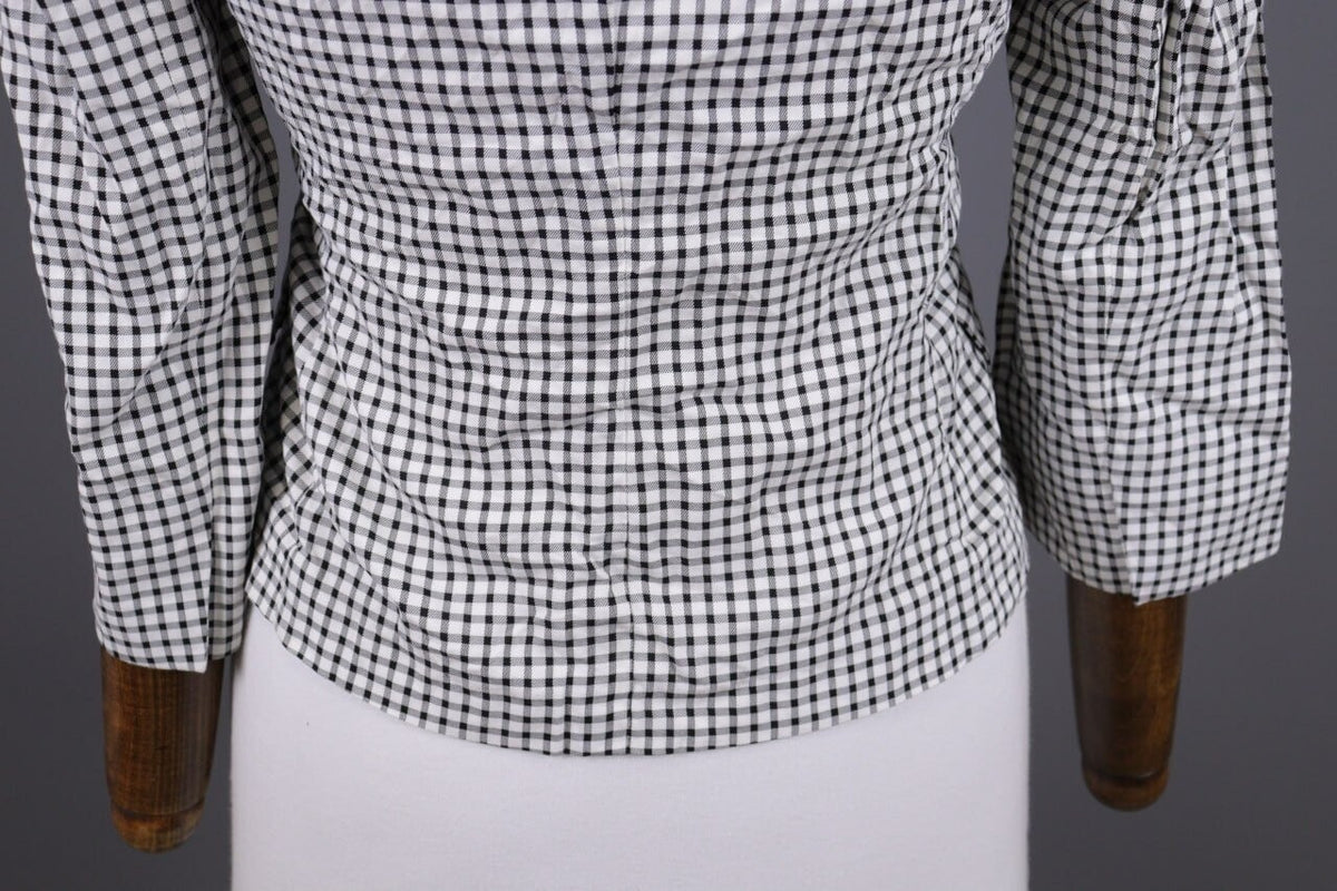 Max Mara White & Black 3/4 Sleeve Check Blazer Jacket – Size I 40 / USA 6