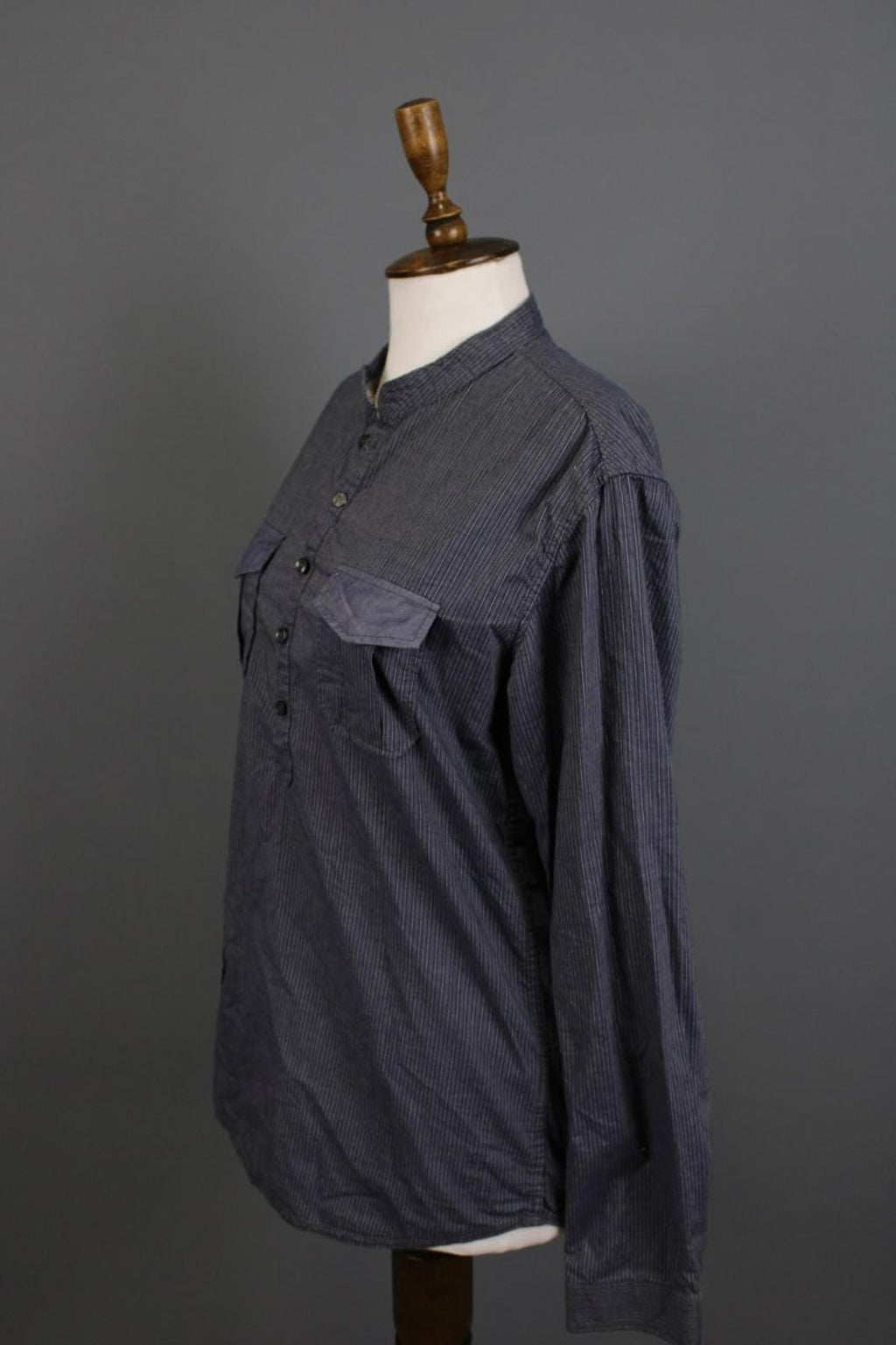 Desigual Blue White Striped 100%Cotton Regular Fit Long Sleeve Shirt Top – Size M – Used