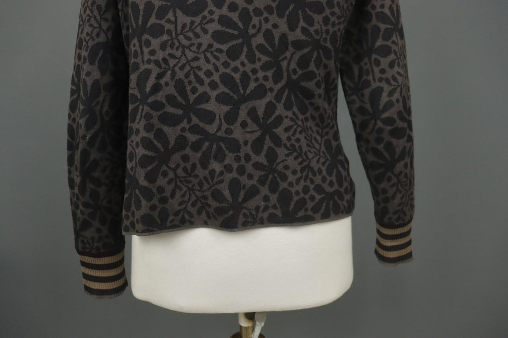 GUDRUN SJODEN Brown Floral 100% Cotton Button-Front Cardigan Sweater – Size S