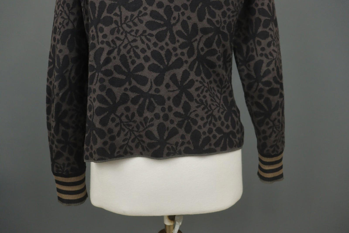 GUDRUN SJODEN Brown Floral 100% Cotton Button-Front Cardigan Sweater – Size S