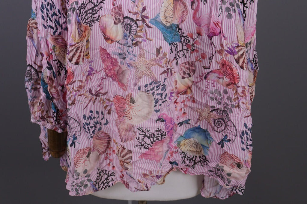 Princess Goes Hollywood Pink Shell Printed 3/4 Sleeve Blouse Shirt Sz 46 / XL
