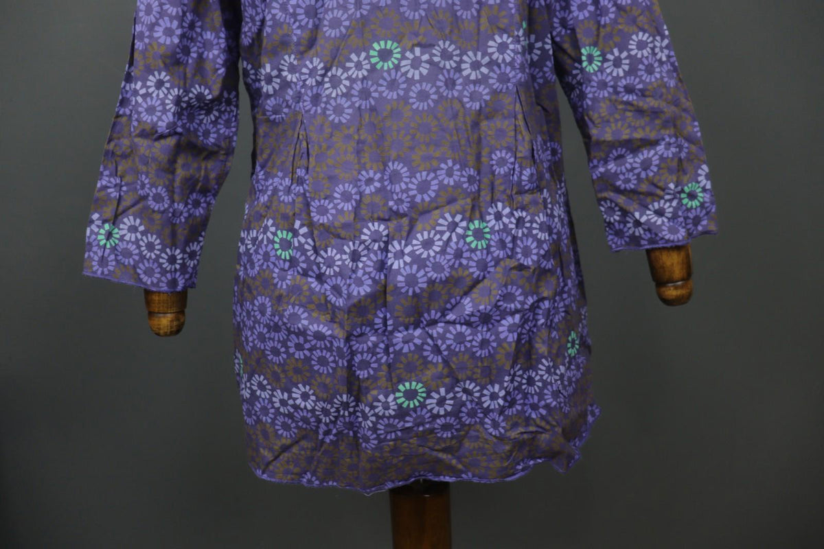 GUDRUN SJÖDEN Multi Flower Cotton Long Sleeve Button Front Tunic Shirt Top Sz S