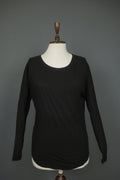 HUMANOID Blouse Top Slim Fit Stretch Black Cotton Round Neck Pullover – Size XS