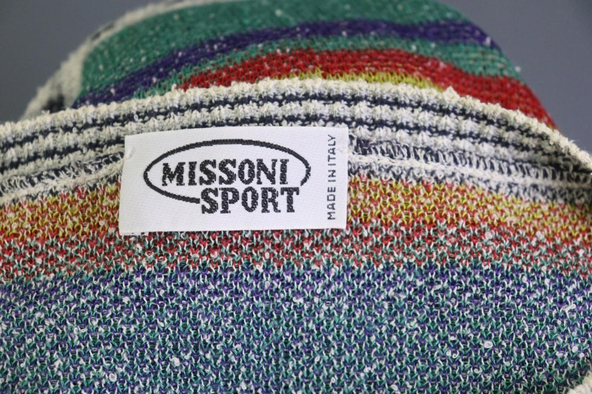 MISSONI SPORT Multi Striped Cotton Knitted Long Sleeve Pullover Sweater – Size 44