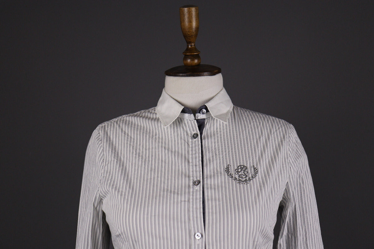 Paul & Shark Yachting Stretch White Stripe Long Sleeve Blouse Shirt – Size 40