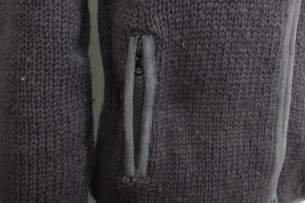 PACHAMAMA KNITWEAR Gray 100% Wool Embroidered Floral Full Zip Sweater – Size S/M