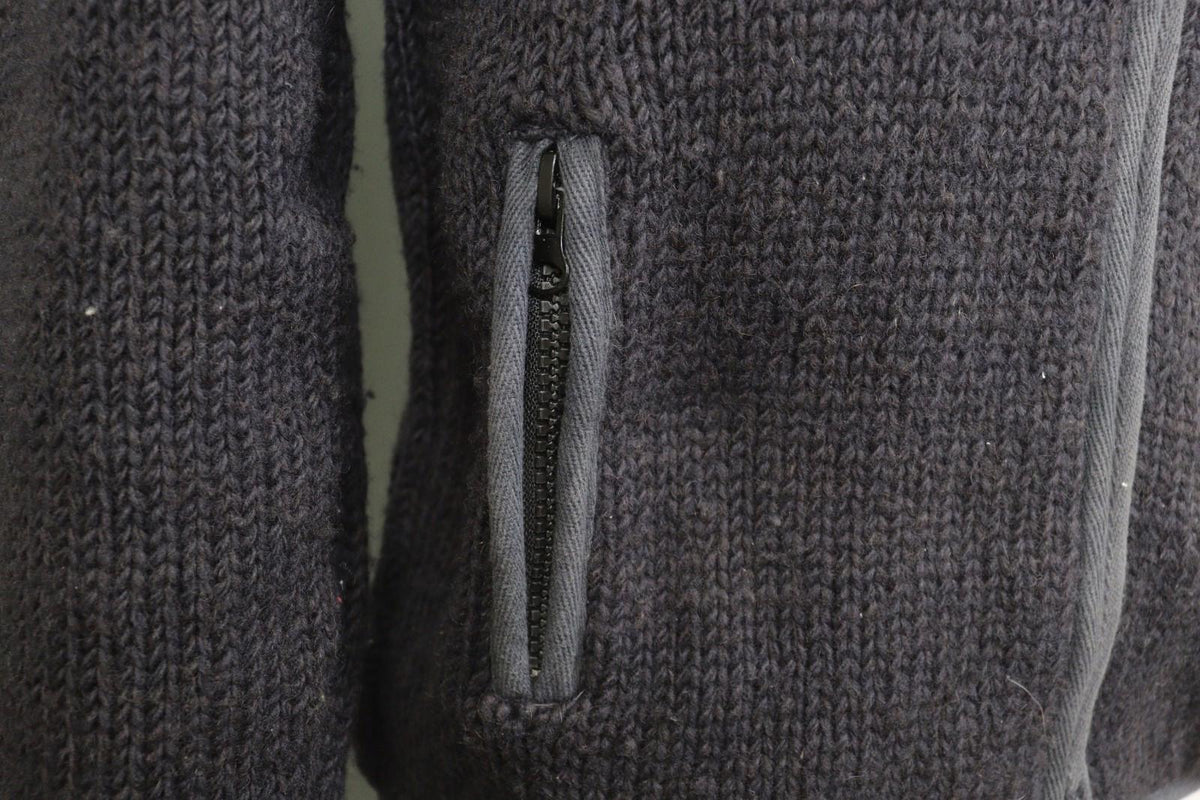 PACHAMAMA KNITWEAR Gray 100% Wool Embroidered Floral Full Zip Sweater – Size S/M