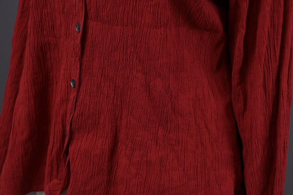 Gudrun Sjoden Red Button Down Asymmetrical Long Sleeve Top Shirt – Size XL