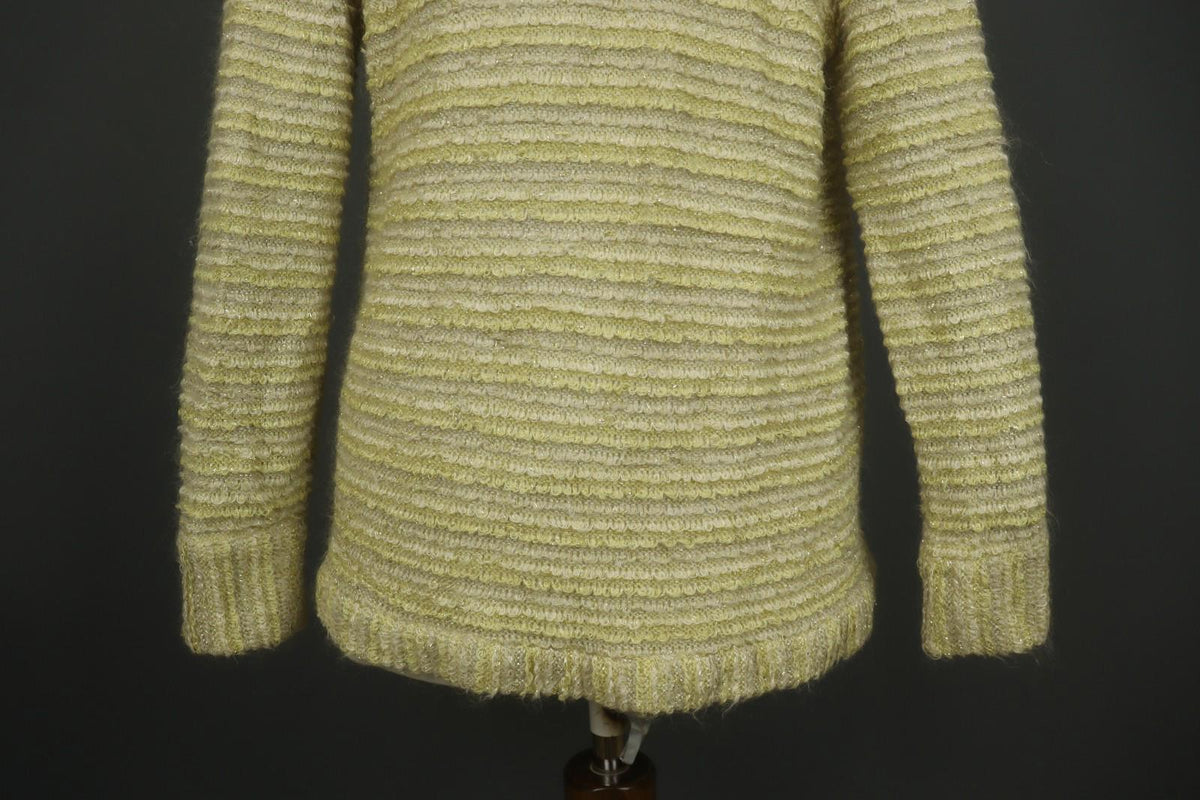 ESCADA Beige Knitted Casual Raglan Sleeve Metallic Open Front Cardigan – Size 38