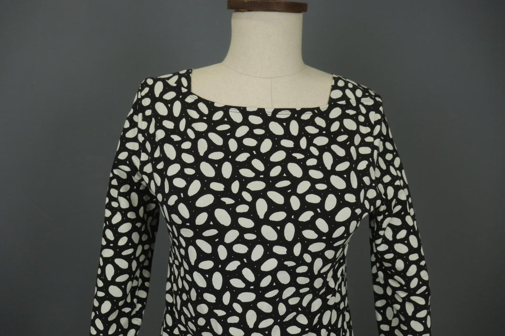 MARIMEKKO CERO White & Black Polka Dot Round Neck Long Sleeve Blouse Top – Size M