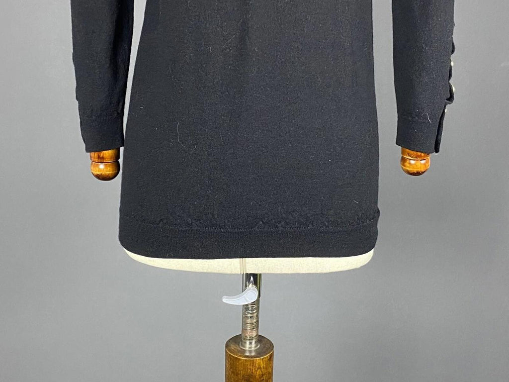 LA MAILLE SEZANE Black Merino Wool Knit Button Sleeve Sweater – Size M