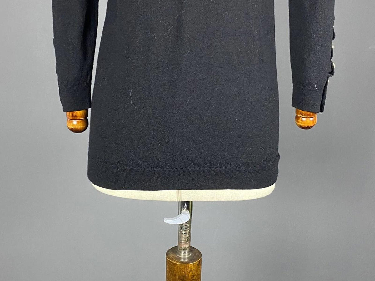 LA MAILLE SEZANE Black Merino Wool Knit Button Sleeve Sweater – Size M
