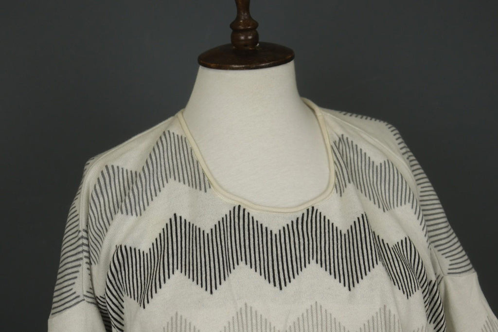 GUDRUN SJODEN Multi Herringbone Long Sleeve Round Neck Pullover Sweater – Size L