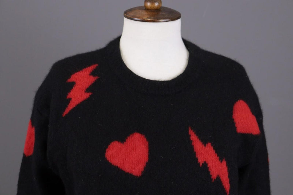ZADIG & VOLTAIRE MARCUS BIS Black Printed Cashmere Knit Sweater – Size M