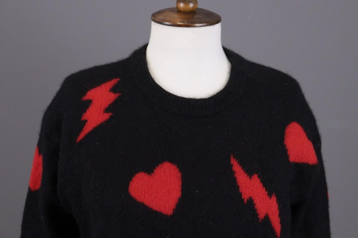 ZADIG & VOLTAIRE MARCUS BIS Black Printed Cashmere Knit Sweater – Size M