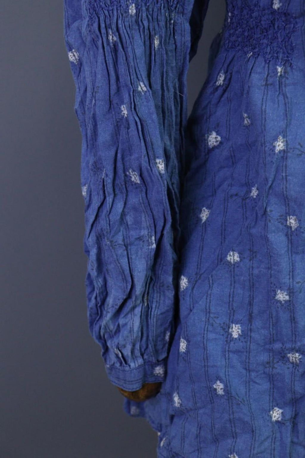 GUDRUN SJODEN Blue Floral Button Up Long Sleeve Top Shirt – Size S