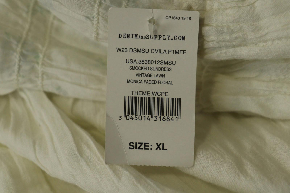 RALPH LAUREN Denim & Supply White Floral Spaghetti Strap Smocked Dress Sz XL