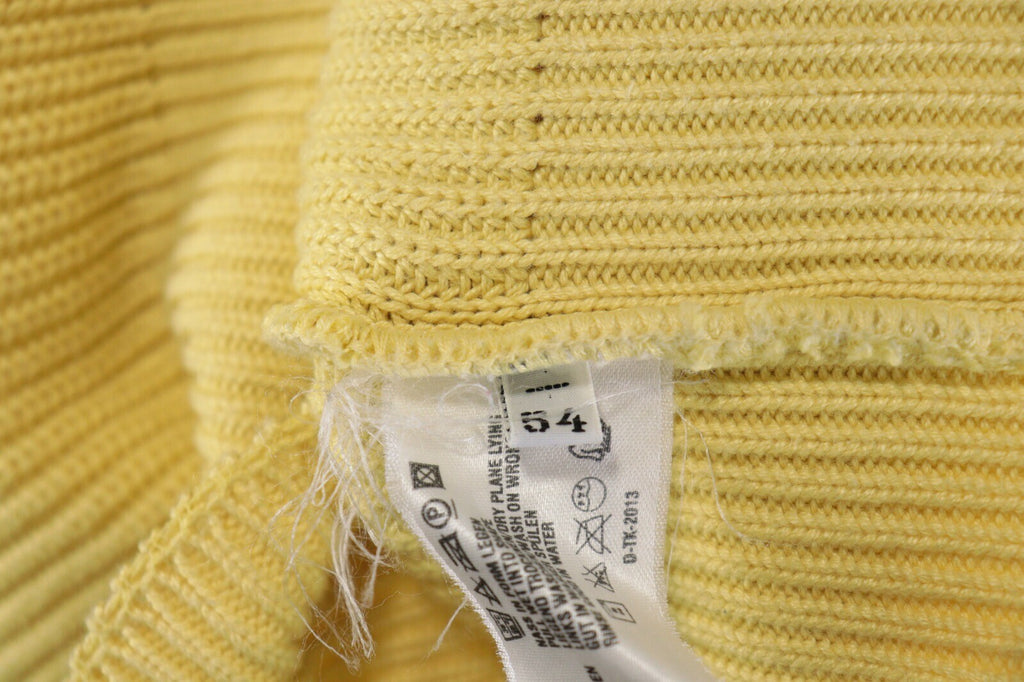 Carlo Colucci Yellow Knit Ribbed V-Neck Wool Sweater – Size L-XL US 44 EU 554