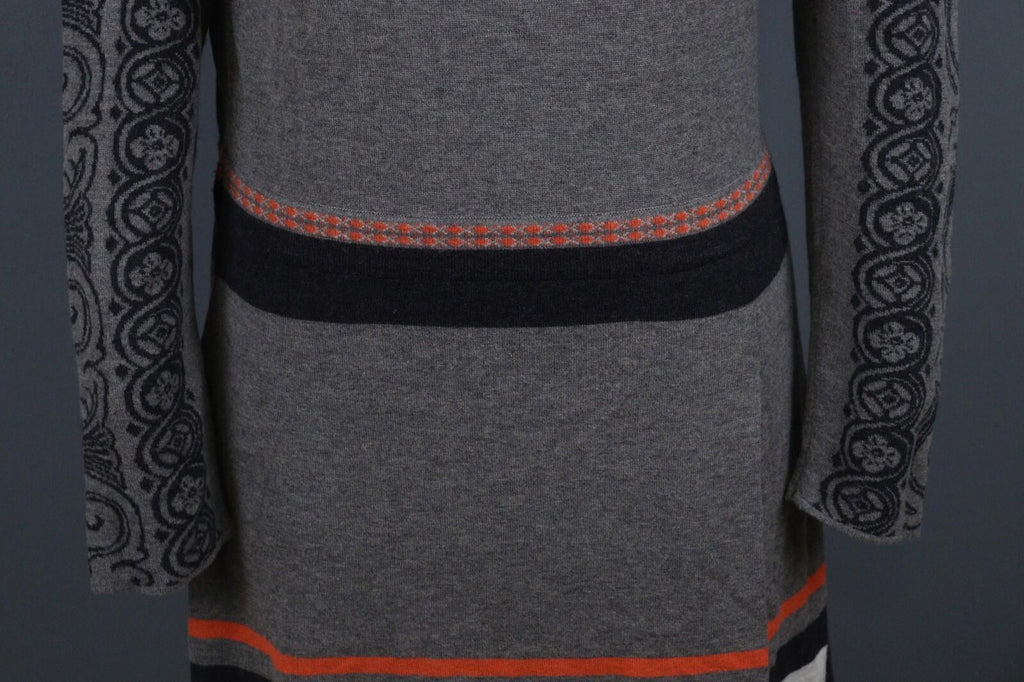 IVKO Black Gray 100% Wool Crew Neck Long Sleeve Fit & Flare Dress – Size 42