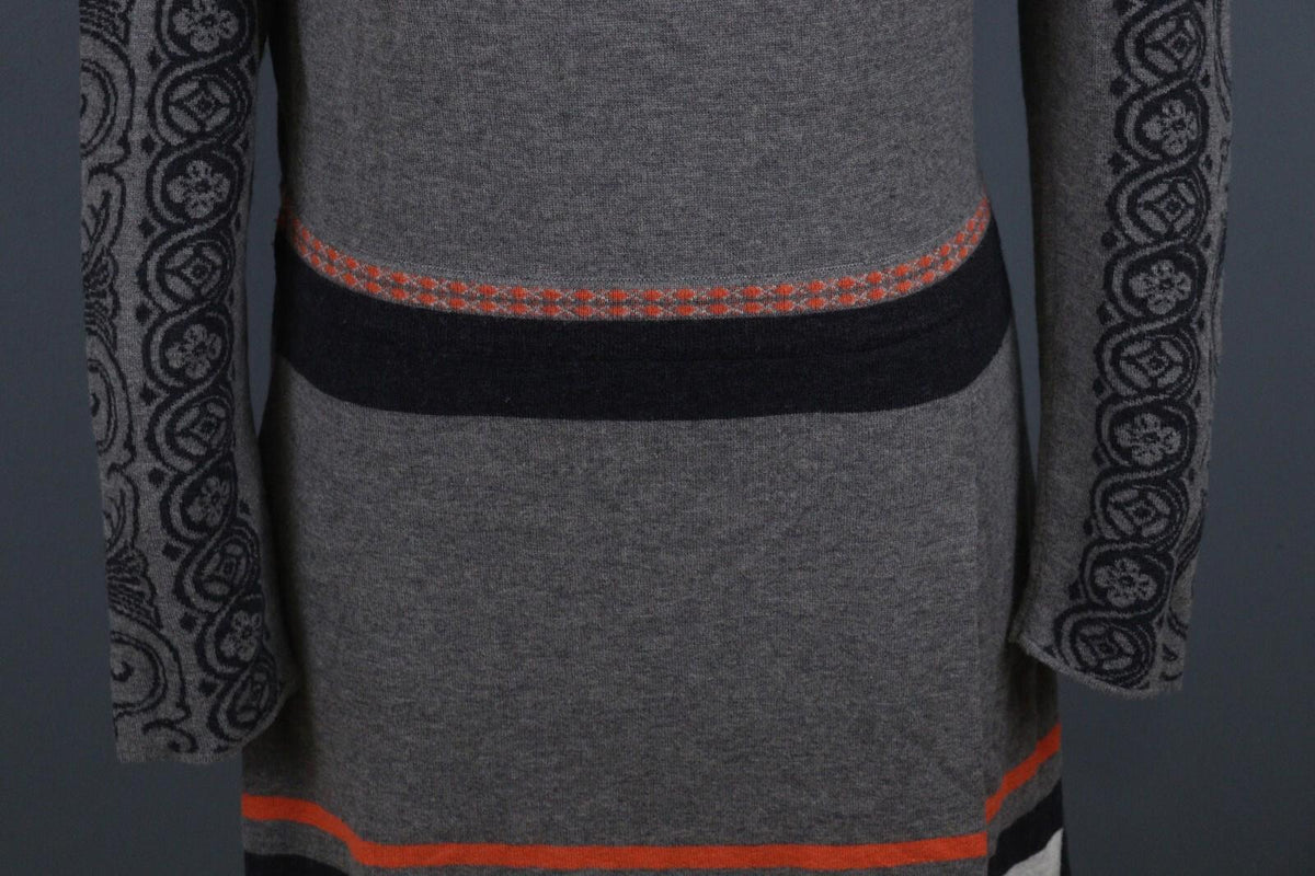 IVKO Black Gray 100% Wool Crew Neck Long Sleeve Fit & Flare Dress – Size 42