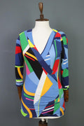 RALPH LAUREN BLACK LABEL Multicolro Colorful 3/4 Sleeve Stretch Blouse Top