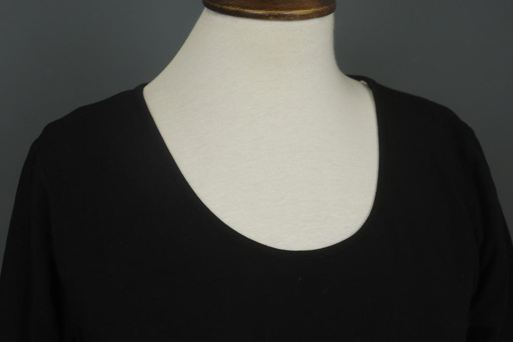 GUDRUN SJODEN Black Cotton Long Sleeve Round Neck Pullover Shift Dress – Size M