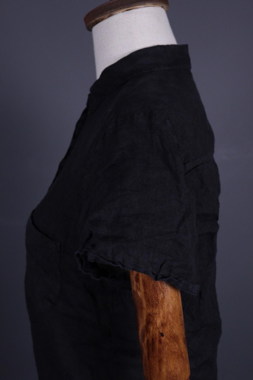 BARENA Black Linen Short Sleeve Blouse Shirt – Size 40 / M