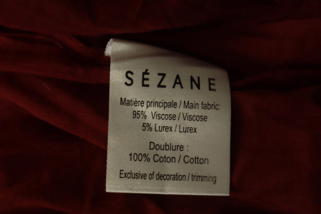 SEZANE Red Metallic Viscose V-Neck Summer Casual Pullover Blouse Top – Size 40
