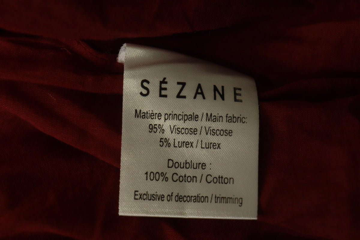 SEZANE Red Metallic Viscose V-Neck Summer Casual Pullover Blouse Top – Size 40
