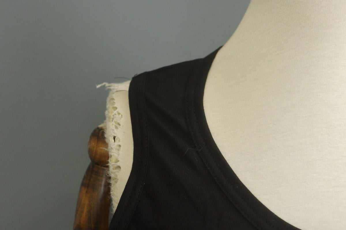 RUNDHOLZ Cropped Tank Top Black Wide Strap Round Neck Regular Pullover – Size S/M