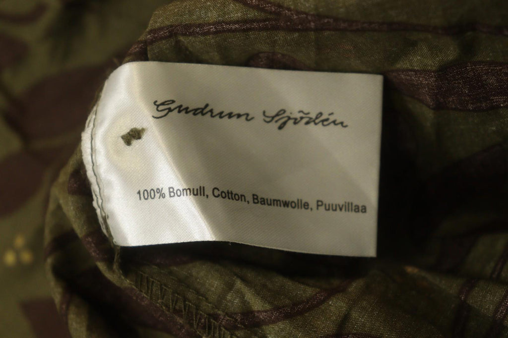 GUDRUN SJODEN Leaf Print Cotton Long Sleeve Casual Collared Button-Up Shirt Sz M