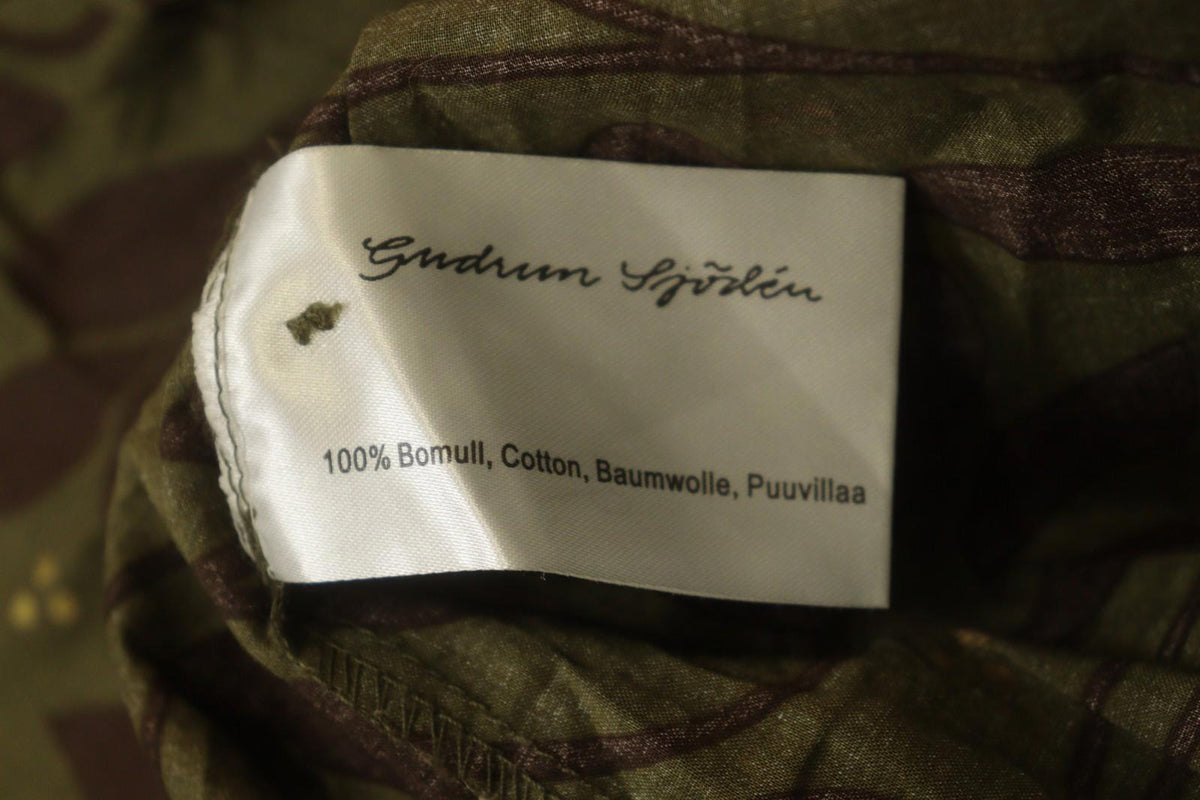 GUDRUN SJODEN Leaf Print Cotton Long Sleeve Casual Collared Button-Up Shirt Sz M