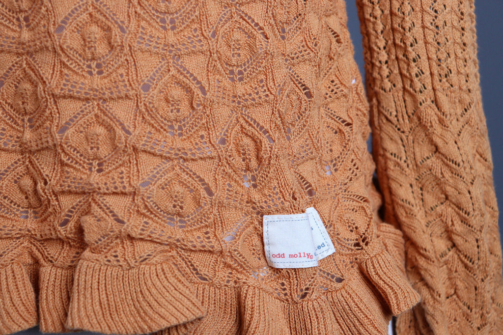Odd Molly Cotton Long Sleeve Crochet Mesh Sweater – Women's 0