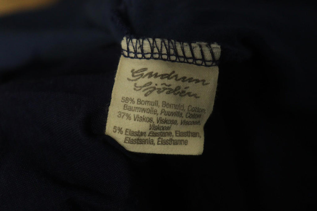 GUDRUN SJODEN Navy Cotton Long Sleeve Asymmetrical Hem Shift Dress – Size 2XL