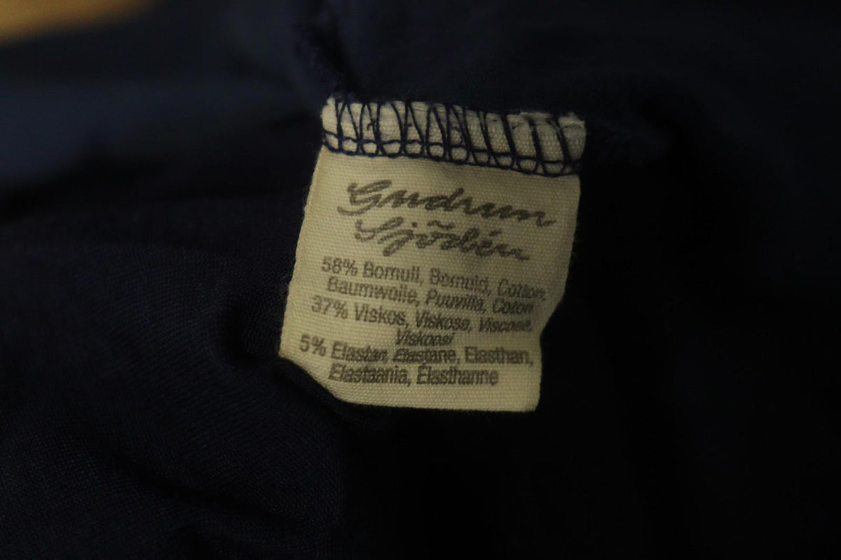 GUDRUN SJODEN Navy Cotton Long Sleeve Asymmetrical Hem Shift Dress – Size 2XL