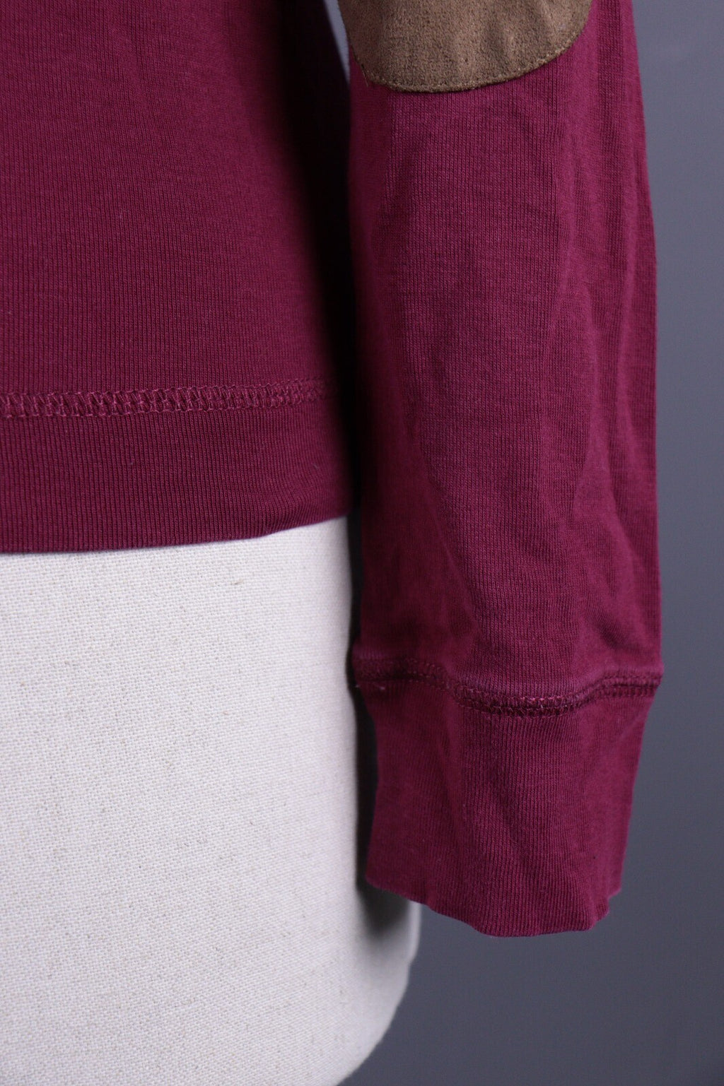 Lauren Jeans Co. Ralph Lauren Burgundy Elbow Patches Long Sleeve Top Shirt Sz M