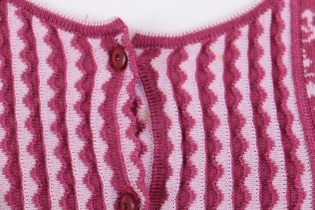 OLENA ESPELAND Pink Floral Wool Silk Knit Cardigan Sweater – Size M