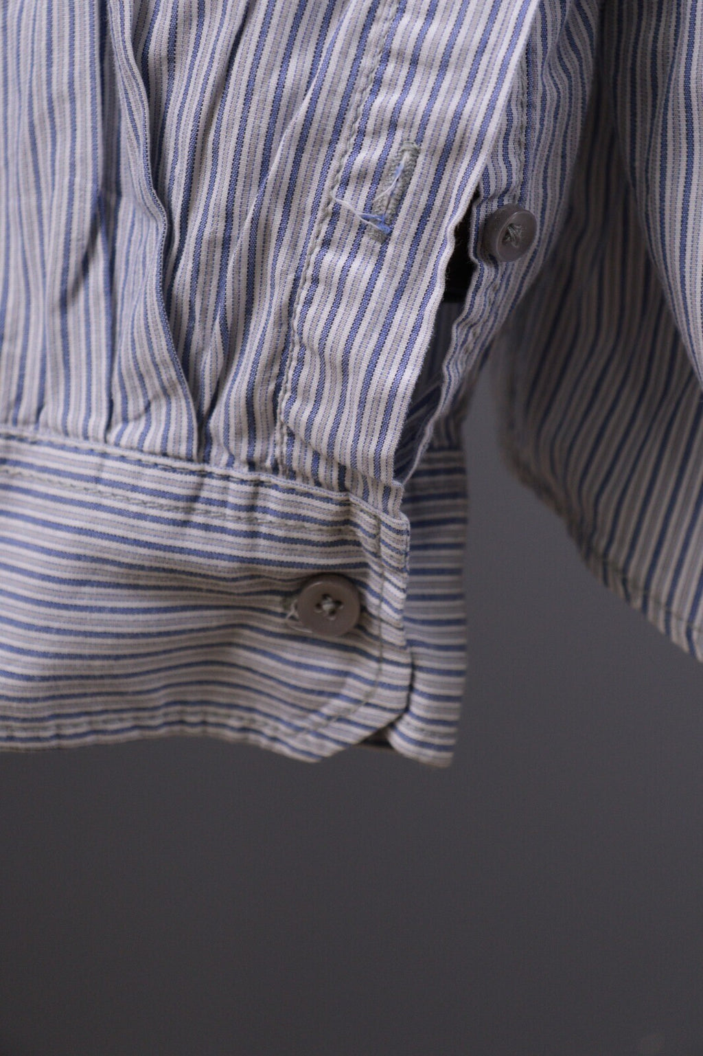 Desigual Regular Fit Blue Pinstripe Printed Long Sleeve Button Down Shirt Sz XXL