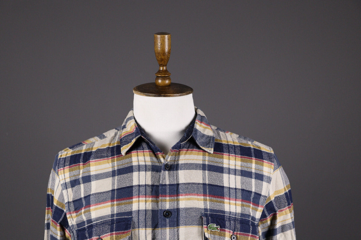 Lacoste Classic Fit Multicolor Check Plaid Flannel Overshirt – Size FR 41 / M / L