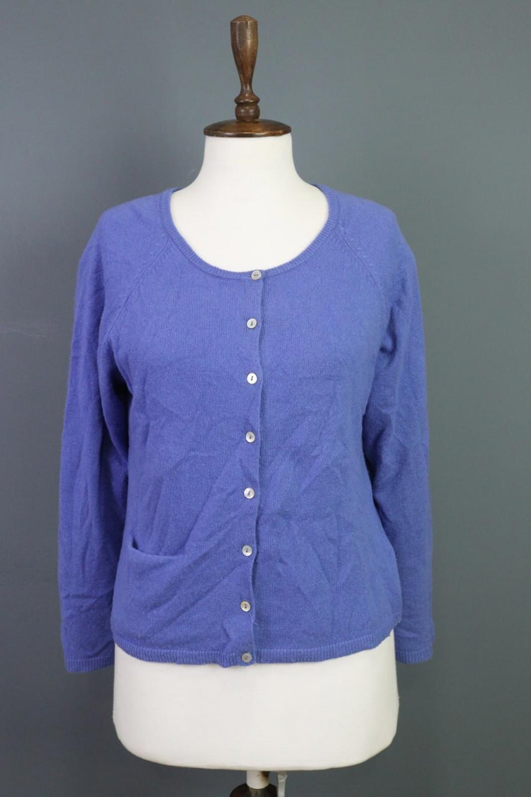 GUDRUN SJODEN Blue Cashmere Knit Cardigan Sweater – Size M