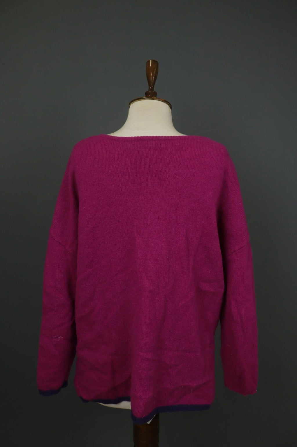 GUDRUN SJODEN Pink Linen Knitted Long Sleeve Round Neck Pullover Sweater – Size XL