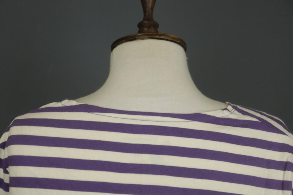 GUDRUN SJODEN Purple White Striped 100% Cotton Long Sleeve Blouse Top – Size M