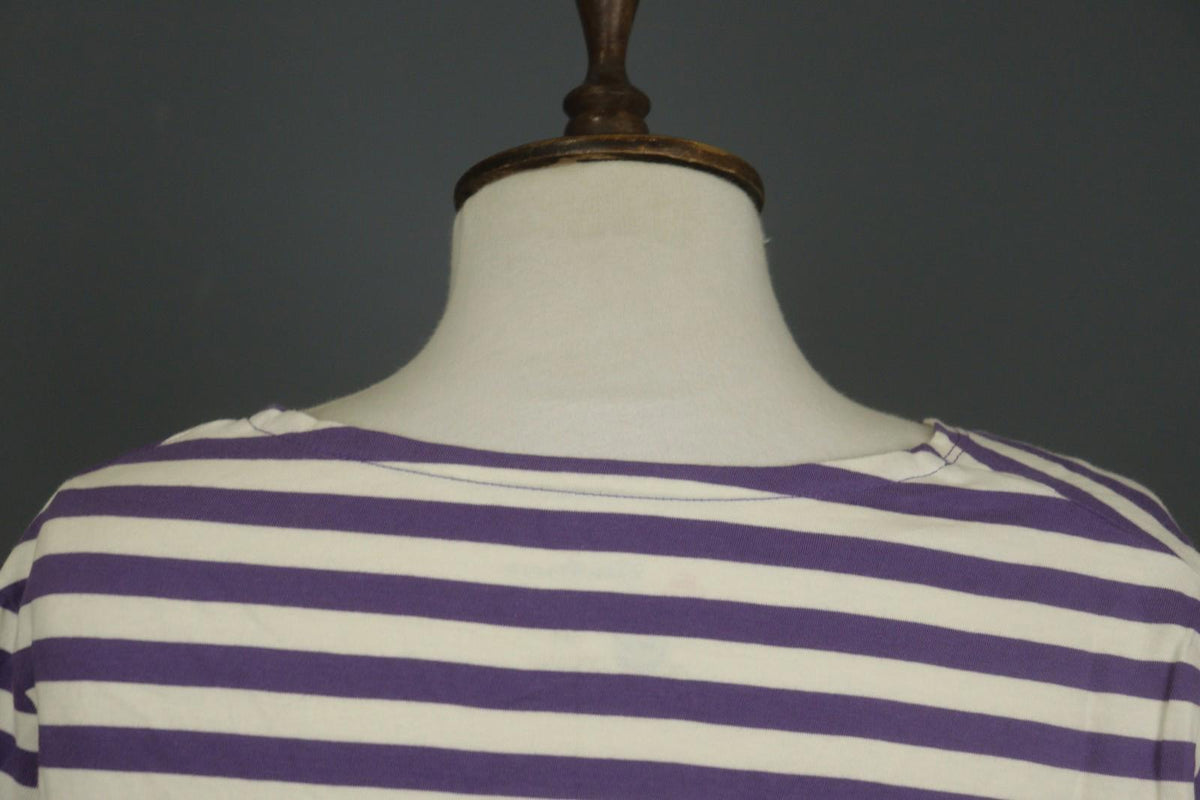 GUDRUN SJODEN Purple White Striped 100% Cotton Long Sleeve Blouse Top – Size M