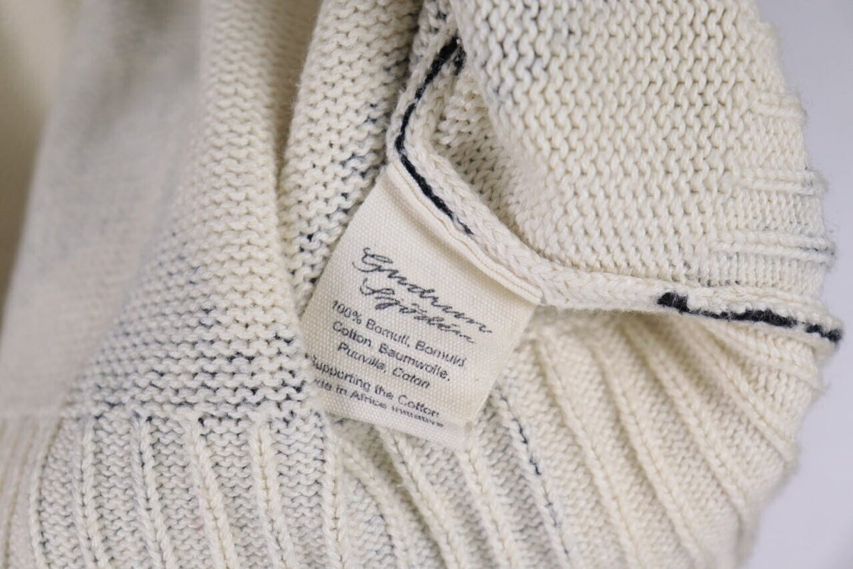 Gudrun Sjoden Beige Zig Zag 3/4 Sleeve Knit Sweater – Size S